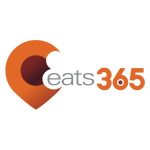 Logo featuring an orange location pin with a bite mark, alongside the text "eats365" cleverly designed like an accounting ledger.